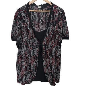 Y2K Studio 1940 Blouse Womens 4X Black Floral Whimsygoth Fairy Ruffles Party